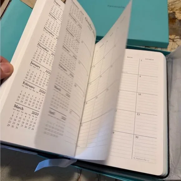 Tiffany & Co Large Black Leather Blue Box 2019 Journal Planner New Never Used - Picture 9 of 14